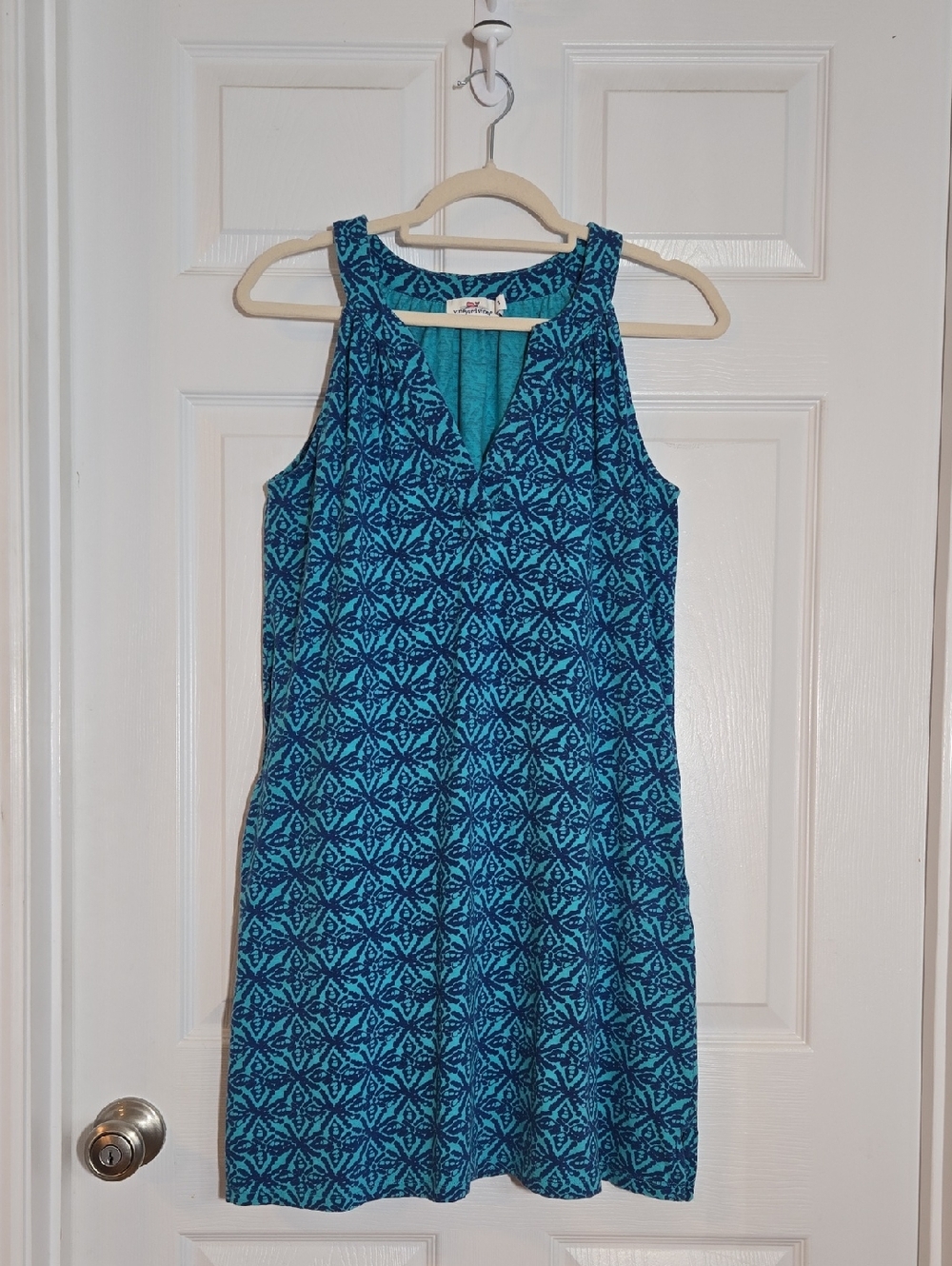 Vineyard Vines Teal Green Navy Sleeveless Halter Mini Dress Size Small